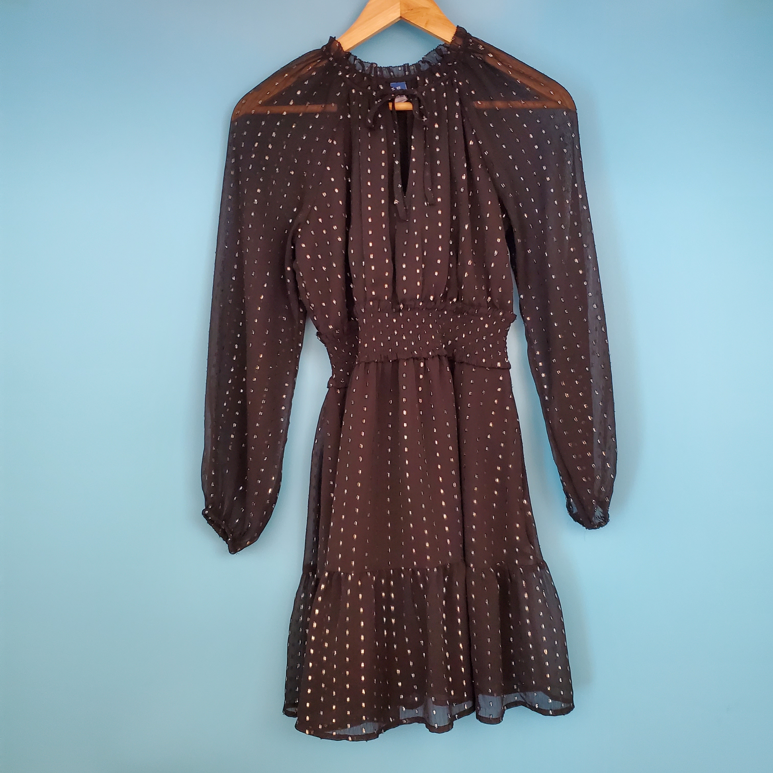 Old Navy Black Metallic Dress Size Xs Long Sleeve